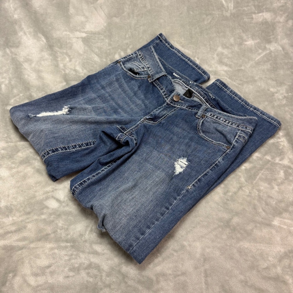 Lane Bryant Women's Bootcut Jeans Size‎ 14 Blue Distressed Stretch Denim (35x31)